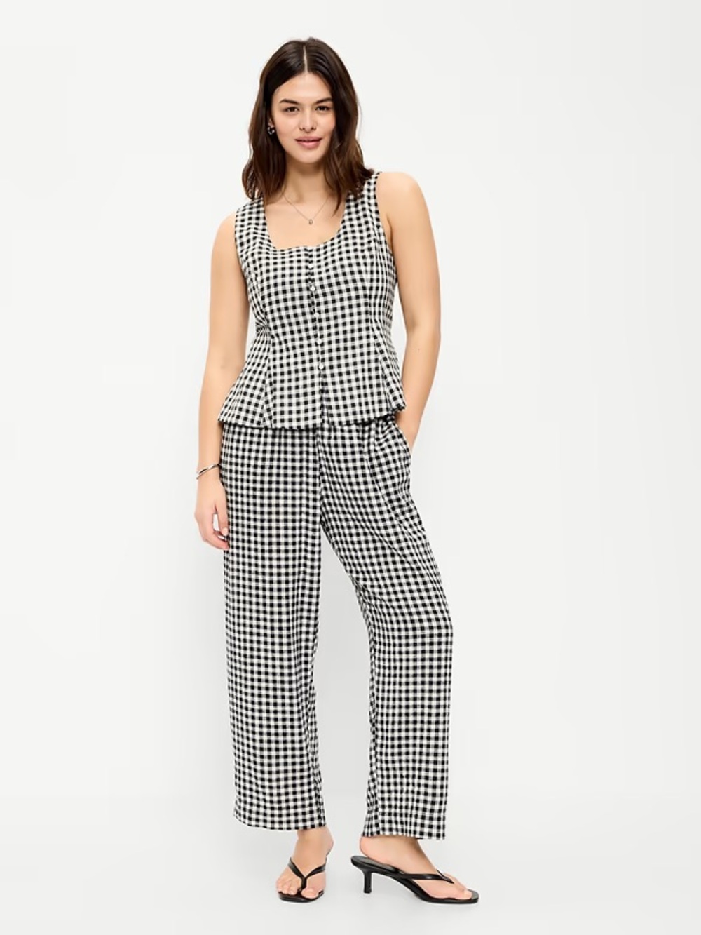 High-Waisted Linen-Blend Straight-Leg Pants
